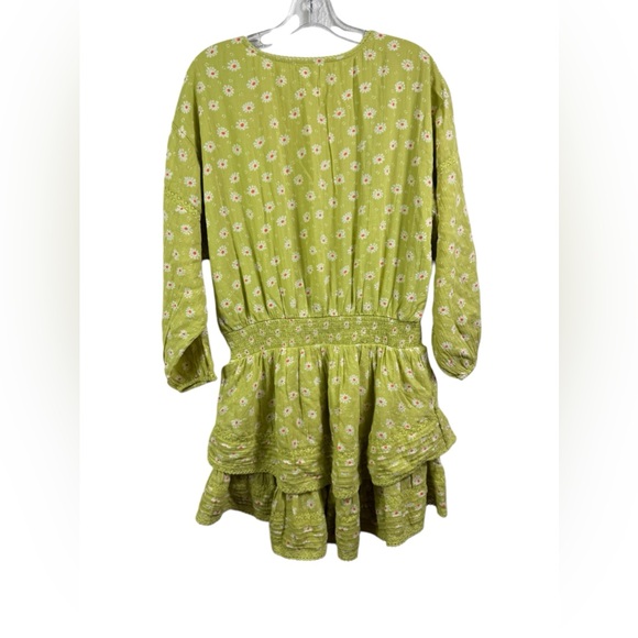 Aerie Size Large Green Floral Boho Lightweight Rock 'n' Ruffle Mini Dress - Picture 3 of 6